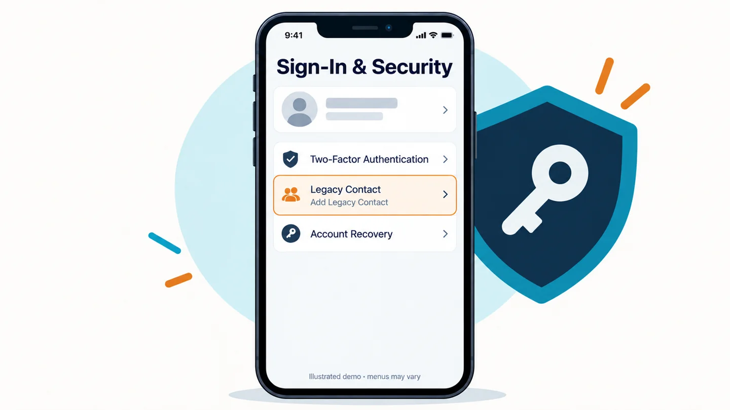 iPhone Settings showing the Legacy Contact option under Sign-In & Security